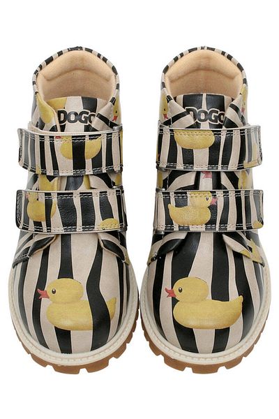 Dogo Παιδικές Vegan Δερμάτινες Μαύρες Casual Μπότες - Ducky Design