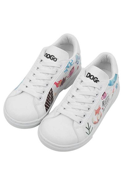 Dogo Pantofi albi din piele vegană pentru copii unisex - Design Bitter Sweet Winter