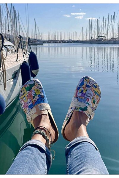 Dogo Women's Vegan Leather Beige Slippers - Stunning Sunset Design