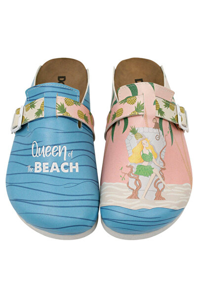 Dogo Women's Vegan Leather Multicolored Slippers - Queen Of The Beach Design