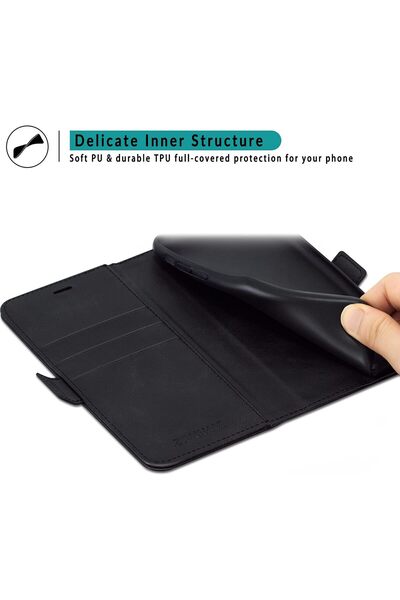 m.tk moveteck Apple İphone 12 Kılıf Tam Kaplar Deri Dokulu Kapaklı Kartvizit Bölmeli Cüzdan Standlı Kartlıklı