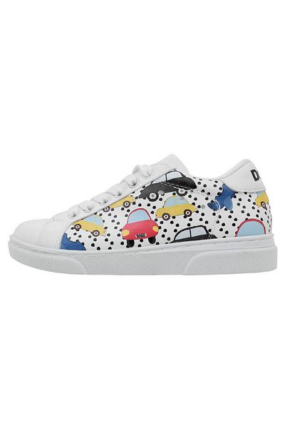 Dogo Pantofi albi din piele vegană unisex pentru copii - Just Go Somewhere Design