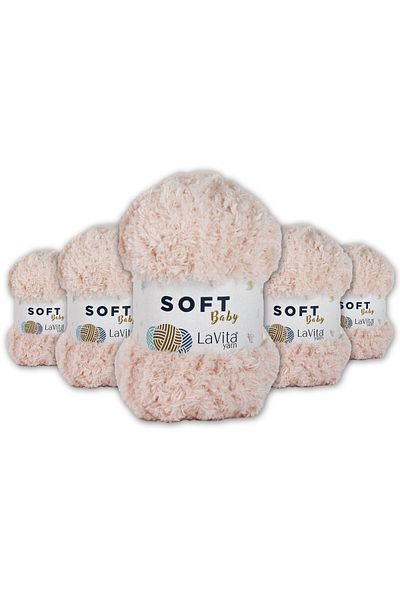 LaVita Yarn Soft Baby Velvet Yarn Amigurumi 5 Pack Πλεκτό στο χέρι Σχοινί Taka Yarn (4141-Ανοιχτή πούδρα)
