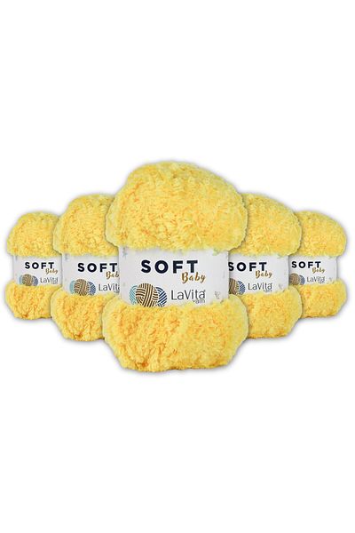 LaVita Yarn Soft Baby Velvet Yarn Amigurumi 5 Pack Hand Knitting Yarn Taka Yarn (2026-K.Yellow) Taka Yarn