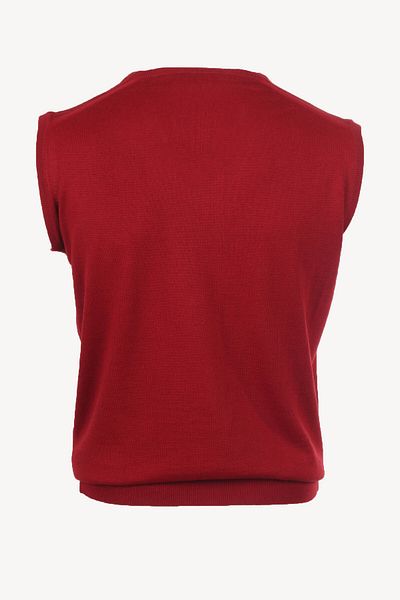 Ysf Men's Claret Red Classic V-Neck Knitwear Sweater