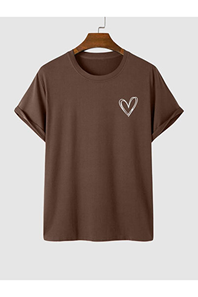 trendgar Tricou Oversize maro imprimat inimă