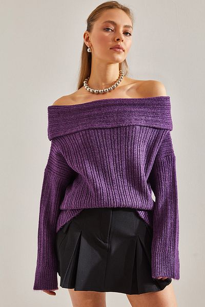 Bianco Lucci Damenpullover mit Rüschenkragen