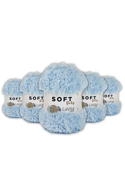 LaVita Yarn Soft Baby Velvet Yarn Amigurumi Pachet de 5 fire de tricotat manual Taka Yarn (5010-Albastru) Taka Yarn