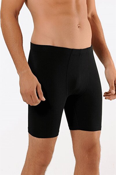 OBJE Siyah Pamuklu Uzun Boxer