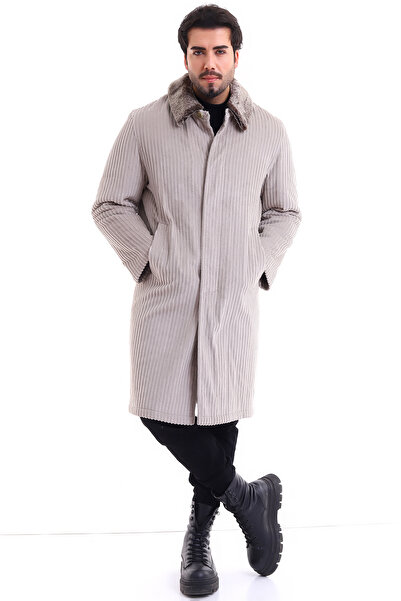 By Karaaslan Erkek Vintage Oversize Naturel Doğal Kürklü Kaban Coat Wool Special Collection Özel