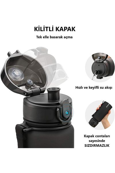 Uzspace FiftyFifty Set of 2 1000ml - Large Size - 1 Liter Tritan Water Bottle
