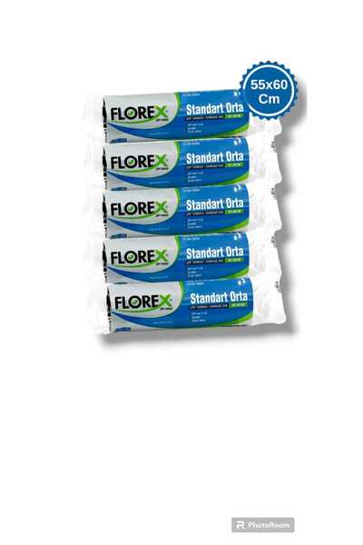 Florex Standart Orta Boy Siyah Çöp Poşeti - 20 adet 55X60 Cm 5 Rulo