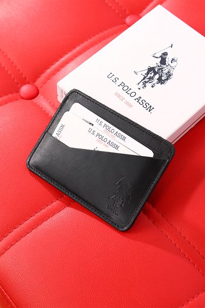 U.S. Polo Assn. US POLO ASSN.8434-8433 ΓΝΗΣΙΟ ΔΕΡΜΑ ΚΑΡΤΟΘΗΚΗ ΜΑΥΡΗ