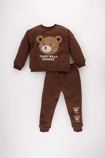 DeFacto B3190A5/BN271 Defacto Baby Boy Sweat Set BROWN