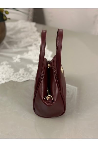 mossi Bordo Suni Deri Kadın El Ve Omuz Çantası