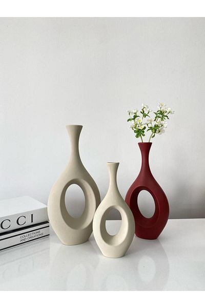 stilinbu Set de 3 vase ceramice boeme hitite - BEJ BORDO BEJ H253035