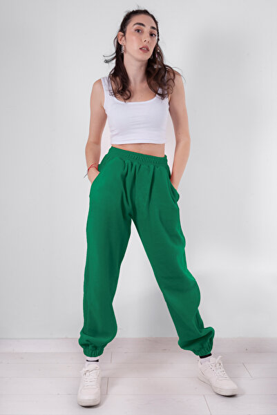Vatkalimon Pantaloni de sport pentru bărbați, verzi, cu buzunare, din fleece,...