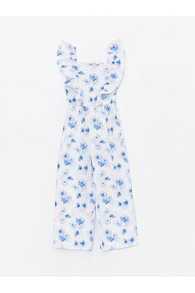 LC Waikiki LCW Kids Square Collar Floral Girl's Jumpsuit
