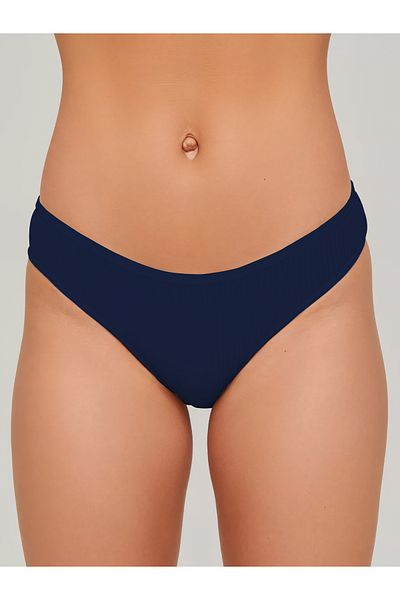MİSTİRİK Slip din bumbac elastic model Taranto cu talie înaltă cu nervuri Culoare bleumarin