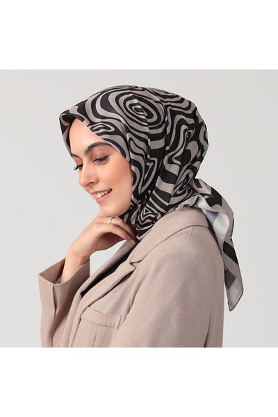 ipekistanbul Cotton Silk Scarf - Spiral Pattern - Mink