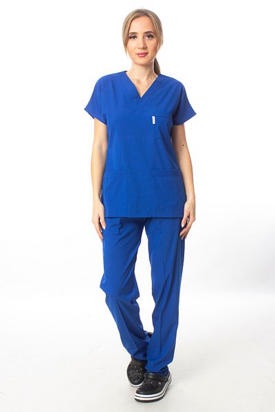 Simirna Üniforma Set de tricou albastru Saks pentru chirurgie din țesătură din lycra moale