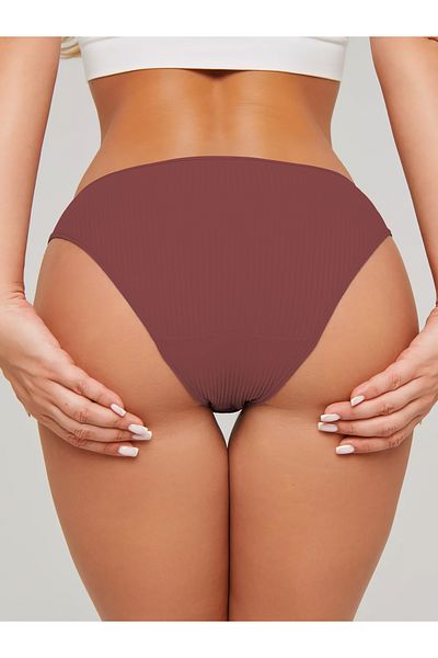 MİSTİRİK Slip din bumbac elastic model Taranto, cu talie înaltă, cu nervuri, culoare prune