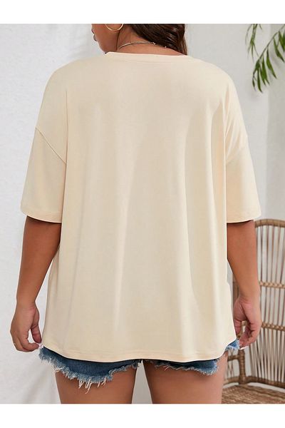 MAGORS Μπλουζάκι μπεζ Oversize με φλοράλ στάμπα