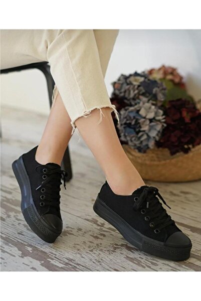 BY İMİS SHOES Kalın Taban Kısa Keten Sneaker