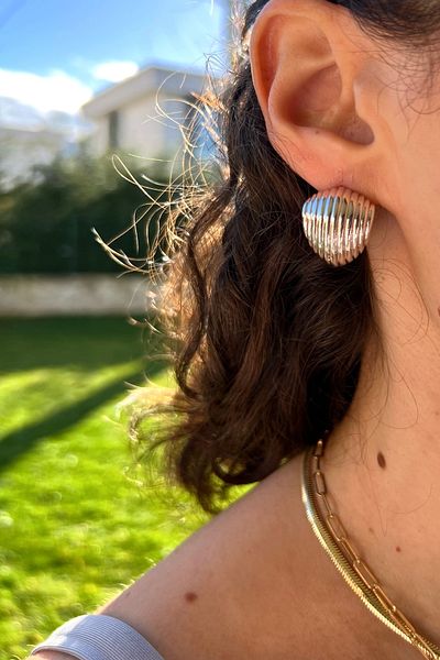 gaila design Steel Silver Color Oyster Earrings