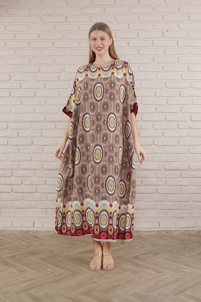 mervemoda Γυναικείο υφαντό φόρεμα Mink plus size