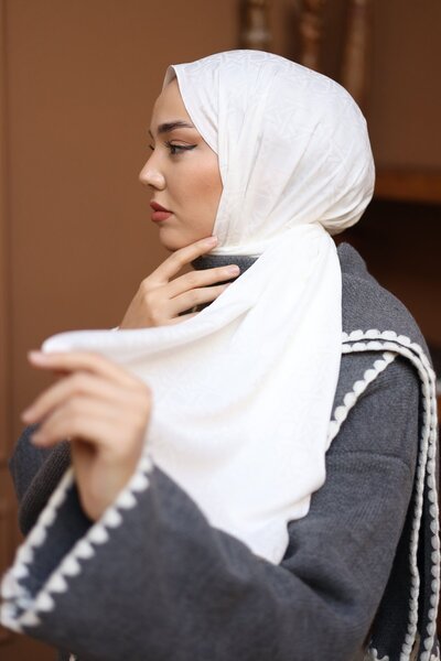 Silk Home Jacquard Deluxe Shawl - White