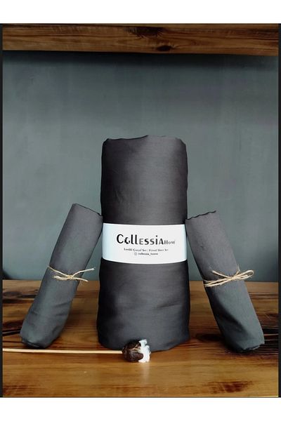 CollessiaHome 100% Cotton Satin 200X200 Double Size Fitted Fitted Sheet Set - Anthracite Gray