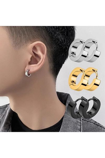 Jaida Moda Unisex Set of 6 316l Stainless Steel Hoop Earrings