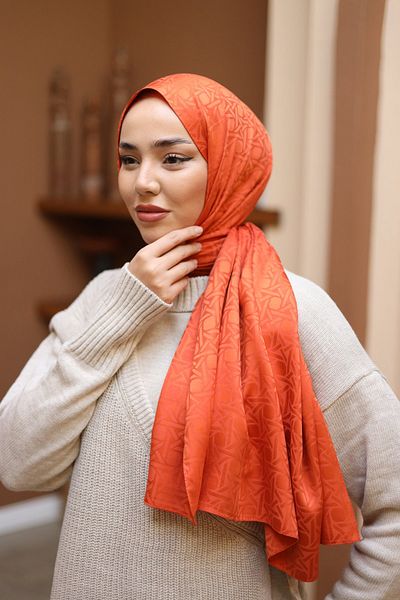Silk Home Orange Jacquard Deluxe Shawl