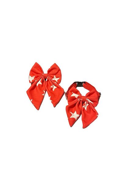 MS Pet Design Adjustable Bow Model Cat Dog Bow Tie and Hair Clip Set