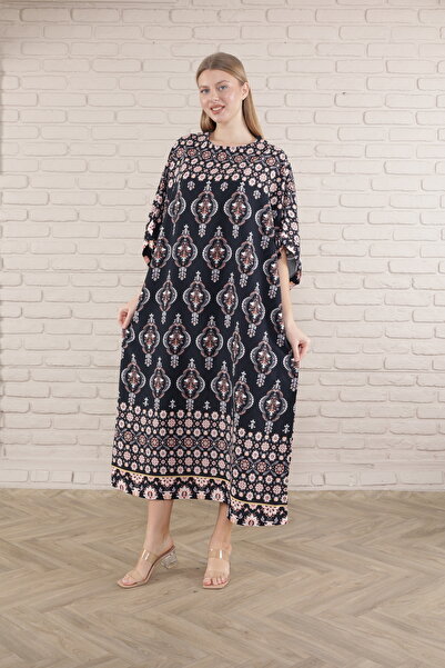 mervemoda WOMEN'S PATTERNED VISKOSE WOVEN DRESS