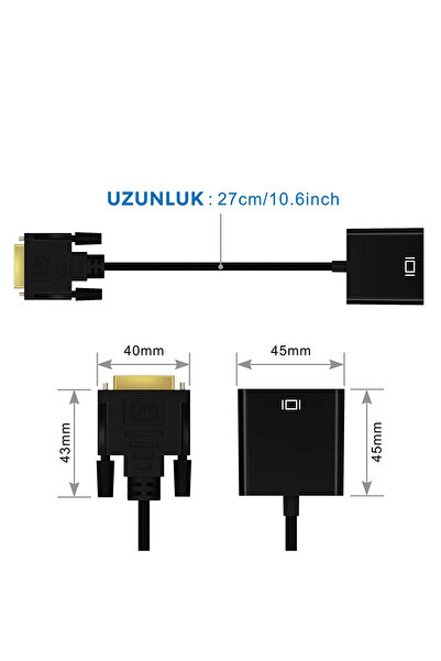 nelerbulurum 24+1 ERKEK TO VGA DİŞİ ÇEVİRİCİ ADAPTÖR KABLO DVI TO VGA ADAPTÖR