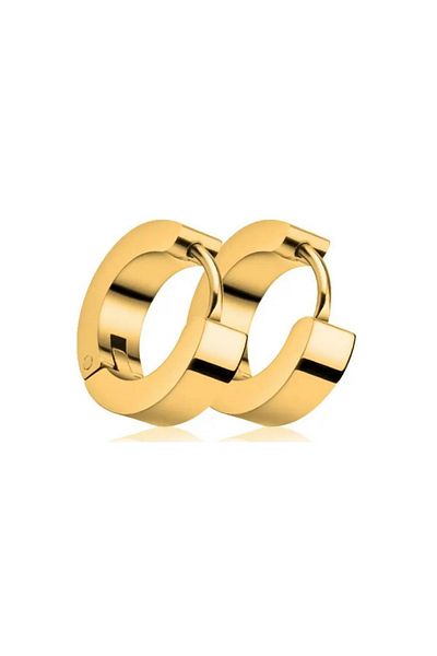 Jaida Moda Unisex 316l Stainless Steel Gold Hoop Earrings