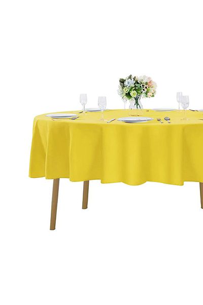 Zeren Home مفرش طاولة بيضاوي مقاوم للسوائل، أصفر، 160 × 300