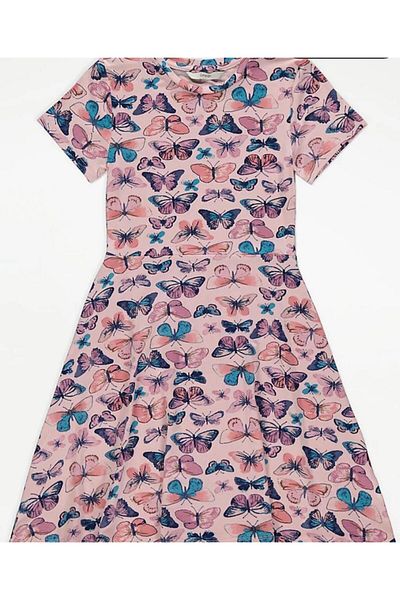 Çipil Rochie din jerseu cu model fluture roz