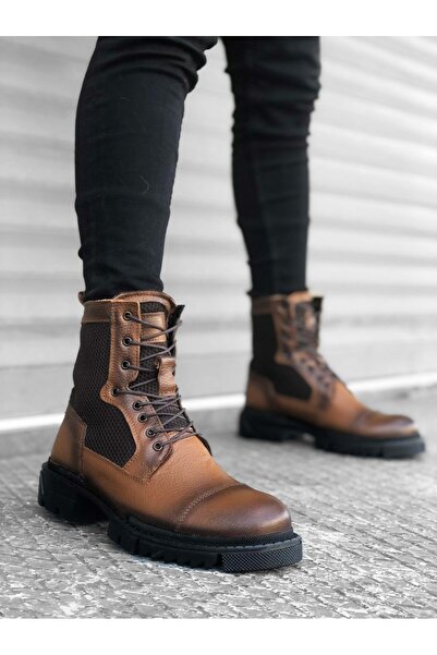 BOA BA0183 Светлокафяви мъжки ботуши от естествена кожа отвътре и отвън