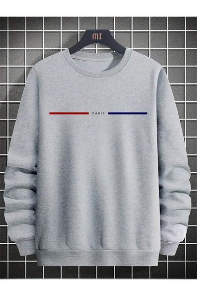 AEMİ Φούτερ Unisex Paris Printed Oversize Crew Neck