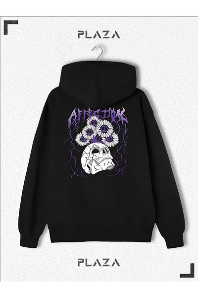 CANDEL Unisex Μαύρο φούτερ Oversize - Affection Back Printed, Hooded