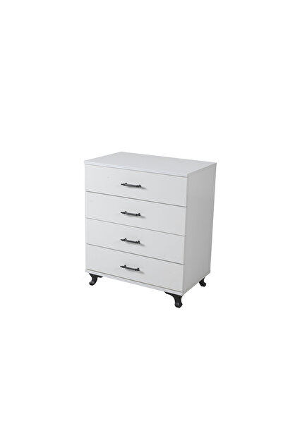 İdemo Mobilya 4 Çekmeceli Ayaklı Beyaz 83,5*72*45 Şifonyer