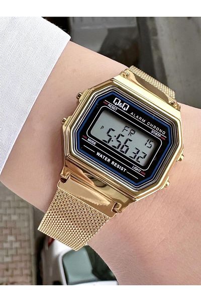 Q&Q Vintage Digital Women's Straw Cord Wristwatch