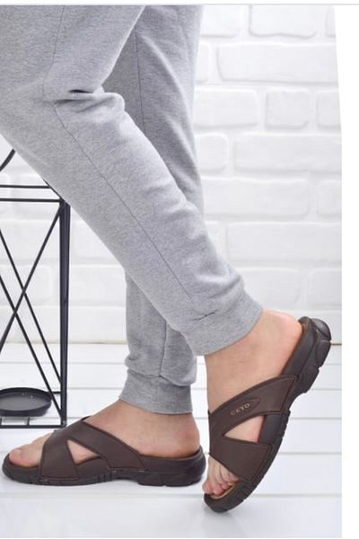 Ceyo Men's DARK BROWN Color Comfortable Orthopedic Sole Slippers 3200-1