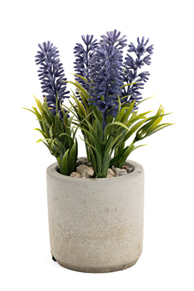 YAPAY ÇİÇEKÇİNİZ GRİ BETON SAKSIDA 3 LÜ YAPAY LAVANTA SETİ