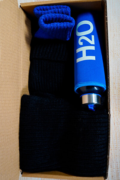 Huge Home Wool Scarf, Beret Gift Set for Girlfriend - Black Wool Scarf Beret Gift Package