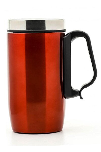 Verahed Double Layer Rubber Base 250ml Red Handle Stainless Steel Small Thermos Cup Mug Mug Tea Coffee