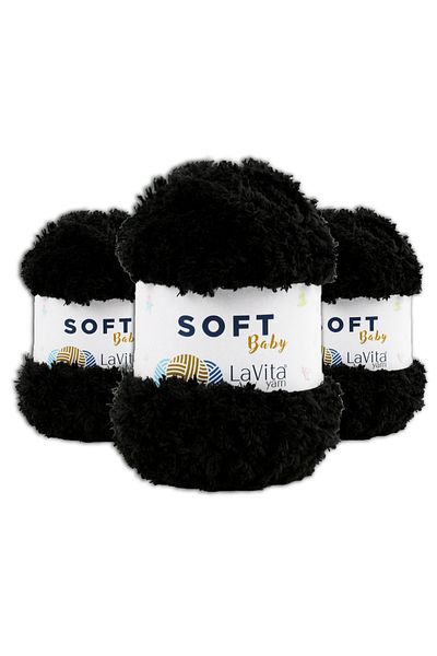 LaVita Yarn Soft Baby Velvet Yarn Amigurumi 3 Pack Πλεκτό στο χέρι Σχοινί Taka Yarn (6500-Μαύρο) Taka Yarn